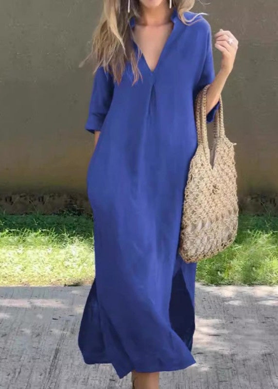 Lexi - Robe En Lin Décontractée Avec Encolure En V