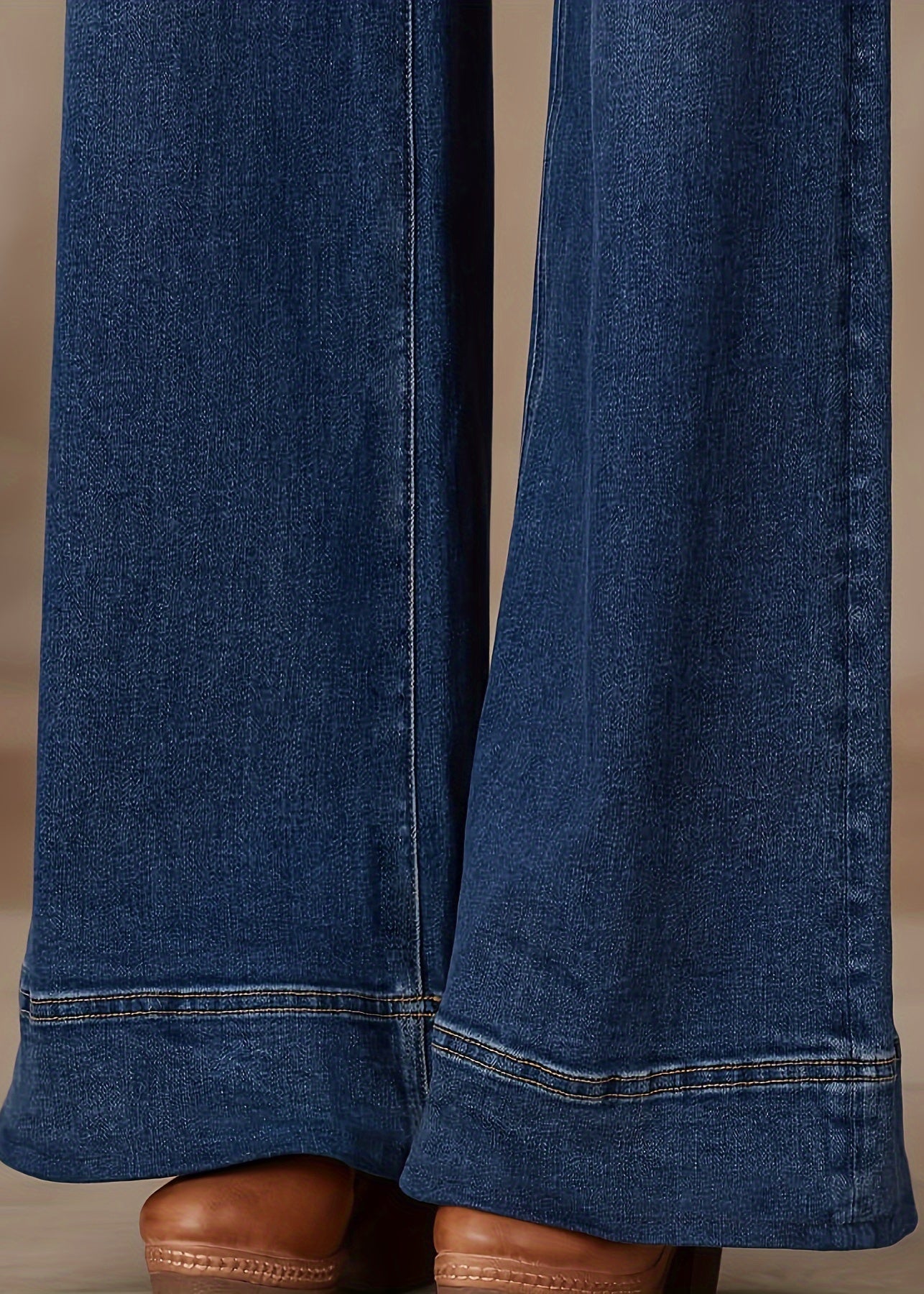 Mélanie - Jeans Décontractés en Denim à Taille Haute et Jambe Large