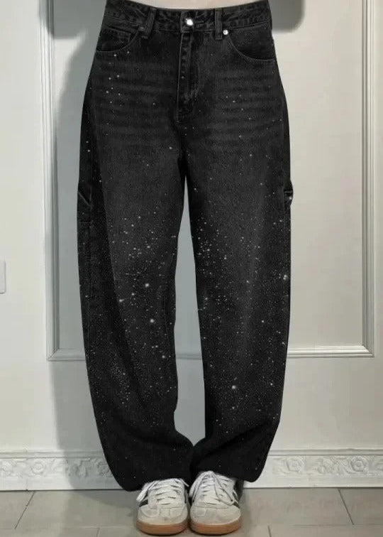 Julia - Jeans taille haute à jambes larges et poches à boutons