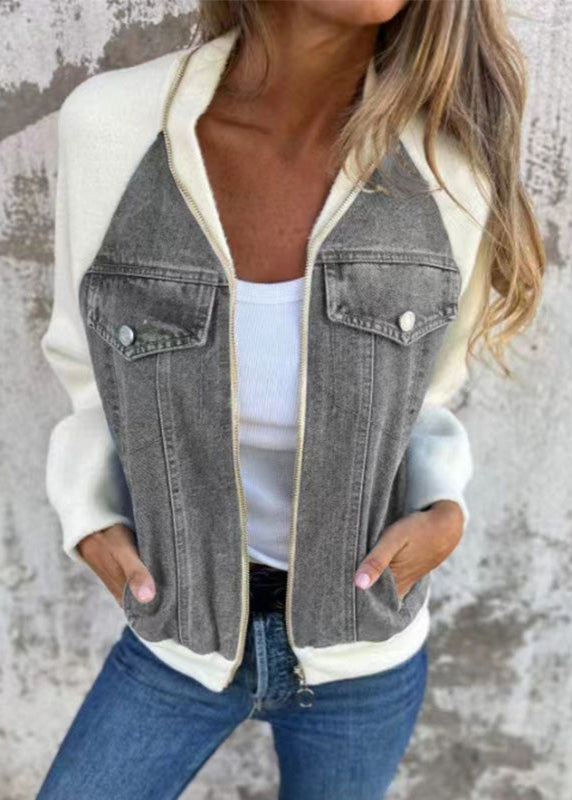 Clair - Veste en Denim à fermeture éclair