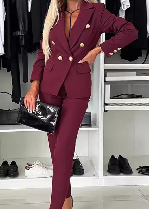 Nancy - Ensemble de Blazer Croisé et Pantalon Ajusté pour Femmes