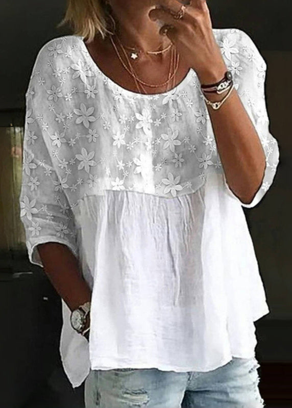 Grace - Blouse Brodée De Fleurs