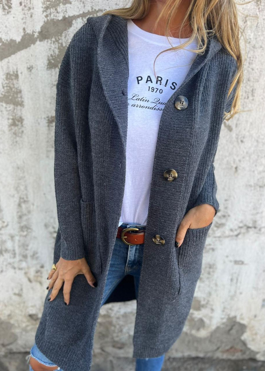 Charlie - Élégant cardigan long en tricot