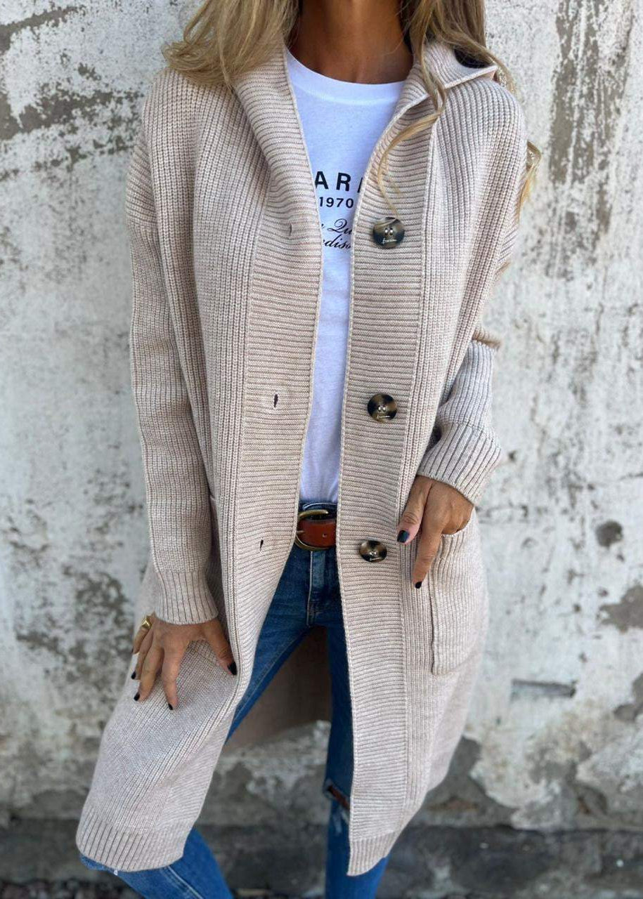 Charlie - Élégant cardigan long en tricot