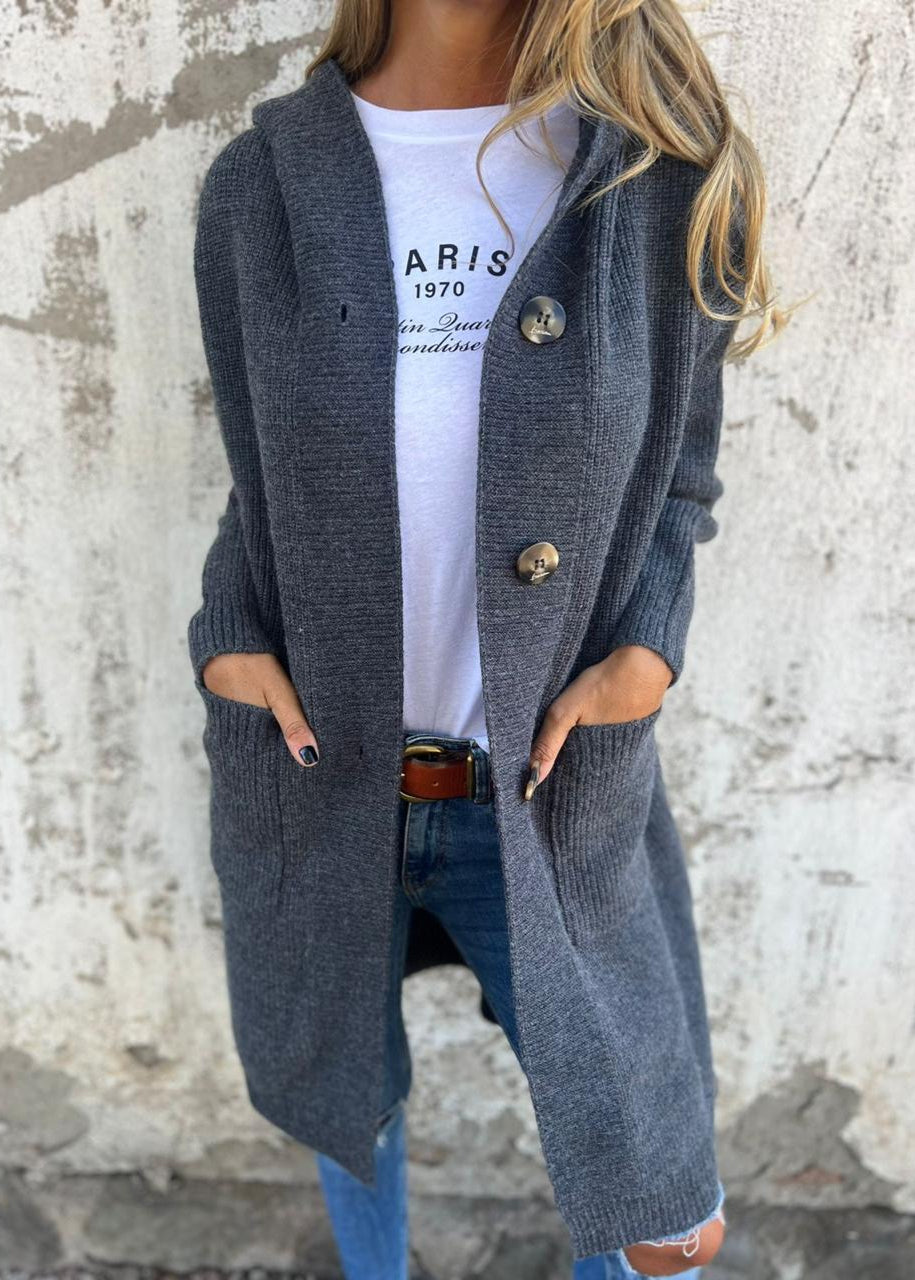 Charlie - Élégant cardigan long en tricot