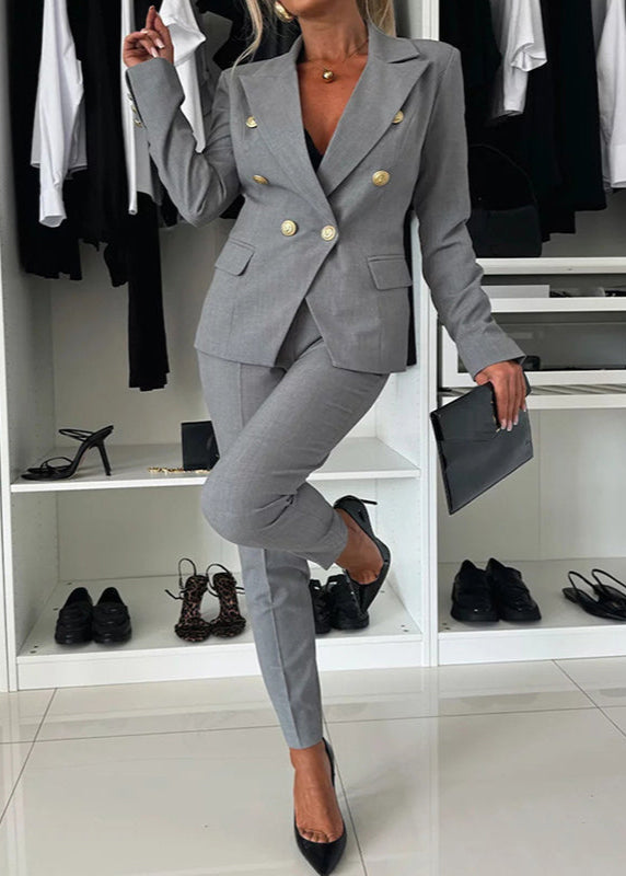 Nancy - Ensemble de Blazer Croisé et Pantalon Ajusté pour Femmes